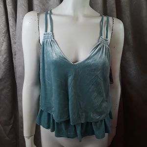 Blue Velvet Double Tier Strap Tank Top